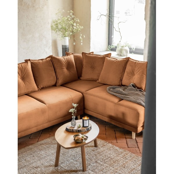 Ciglasta sklopiva kutna garnitura od samta (s desnim kutom) Lazy Lukka – Miuform-image-3