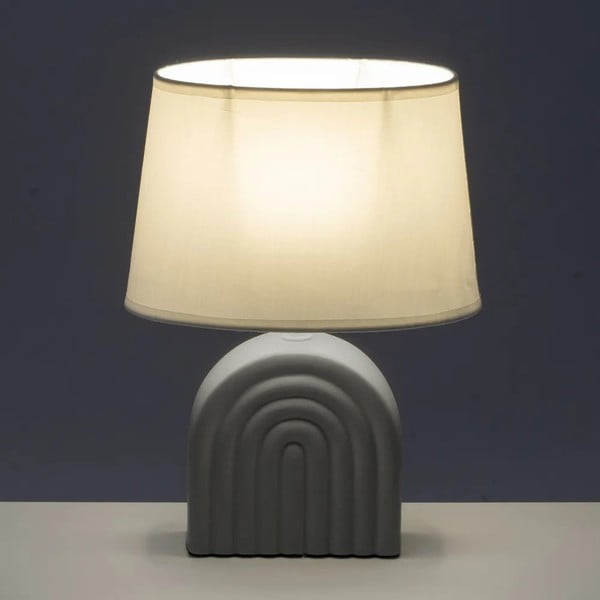 Bijela/siva stolna lampa keramička s tekstilnim sjenilom (visina 31 cm) – Casa Selección-image-1