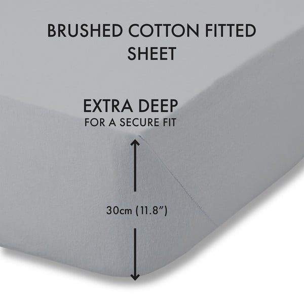 Siva flanelska plahta s gumom 150x200 cm Brushed – Catherine Lansfield-image-3