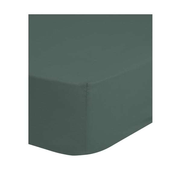 Zelena/siva pamučna plahta s gumom 160x200 cm – Good Morning-image-1