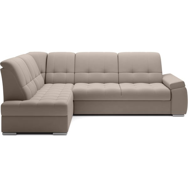 Bež baršunasti sklopiva/s prostorom za odlaganje kutna garnitura (s lijevim kutom/u obliku slova L) Sado – ELTAP