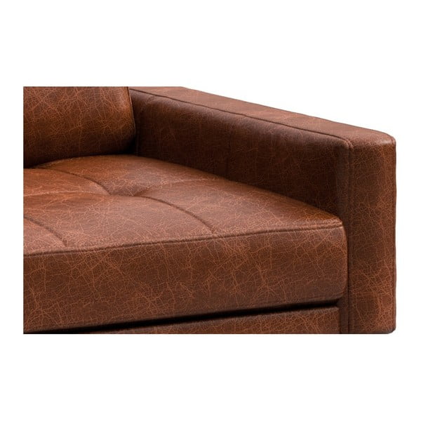 Crveno-smeđa kožna kutna garnitura MESONICA Musso Tufted, lijevi kut-image-4