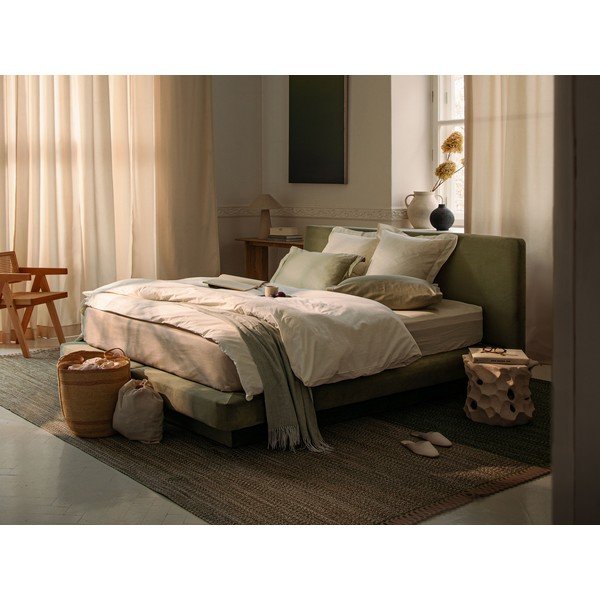 Svijetlo sivi tapecirani bračni krevet 140x200 cm Linea – Micadoni -image-1