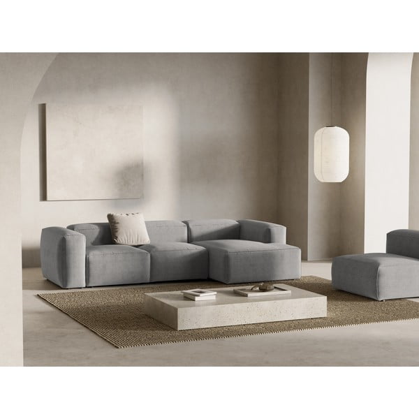 Svijetlo siva kutna garnitura od samta (s desnim kutom/s ležaljkom) Bergamo – Cosmopolitan Design-image-1