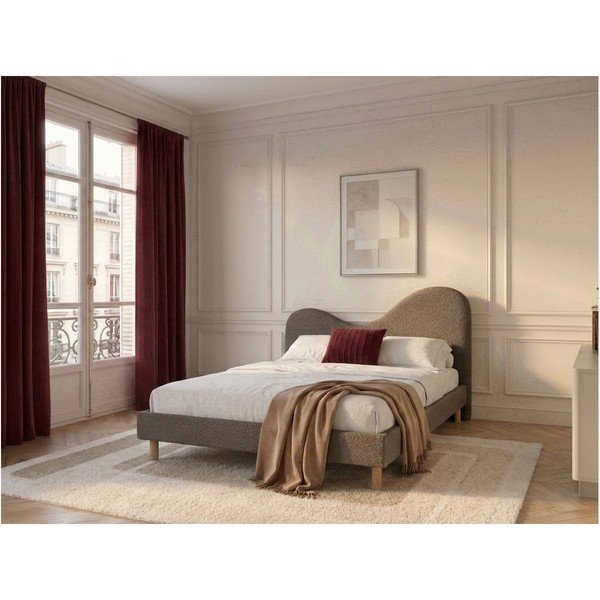 Smeđi podstavljeni tapecirani bračni krevet s podnicom 180x200 cm Celina – Bobochic Paris-image-1