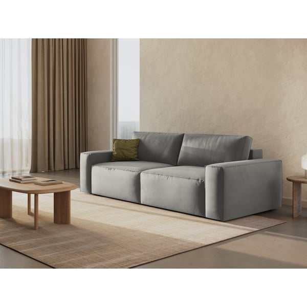 Svijetlo siva baršunasti sklopiva/s prostorom za odlaganje sofa 247 cm Jodie – Micadoni -image-2