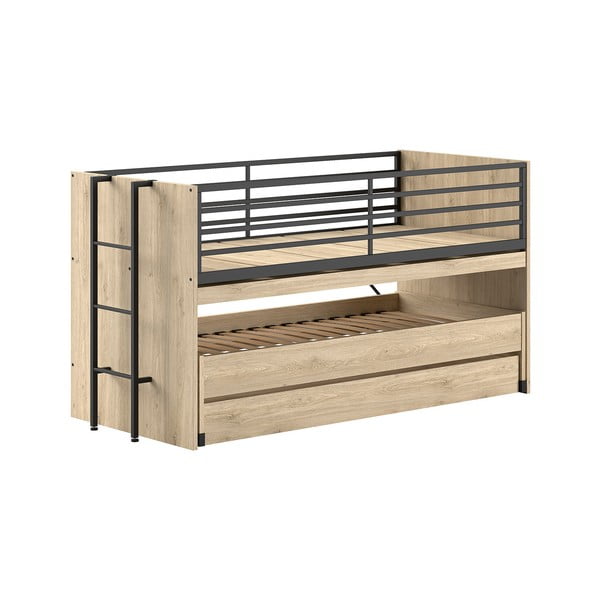 Dječji krevet na kat/s dodatnim ležajem s podnicom 90x200 cm u prirodnoj boji Sam – Vipack-image-2