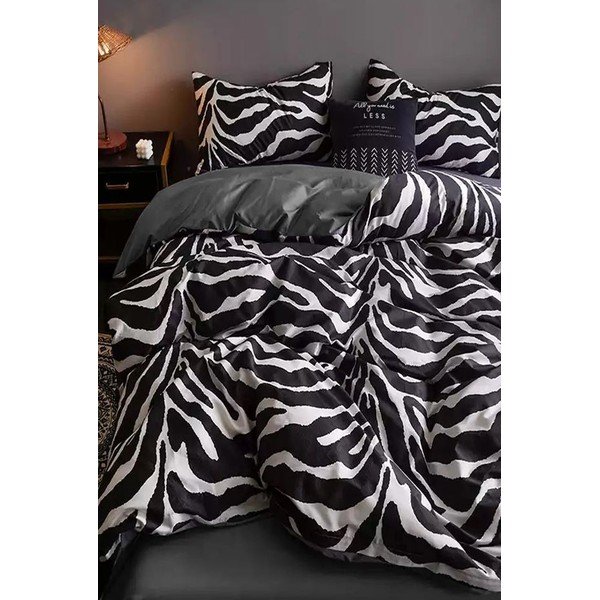 Crno-bijela pamučna posteljina za bračni krevet/s produženom plahtom  200x220 cm - Mila Home-image-4