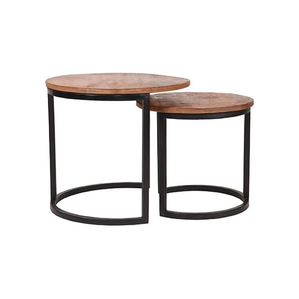 Set od 2 pomoćna stolića od drveta manga LABEL51 Kava, ⌀ 40 cm i ⌀ 50 cm