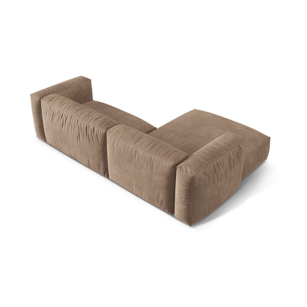 Svjetlo smeđa baršunasti kutna garnitura (s lijevim kutom/s ležaljkom) Martina – Micadoni -image-3