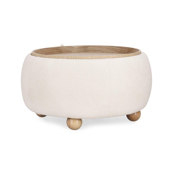 Krem tabure od bouclé tkanine Irisha – Bizzotto-image-2