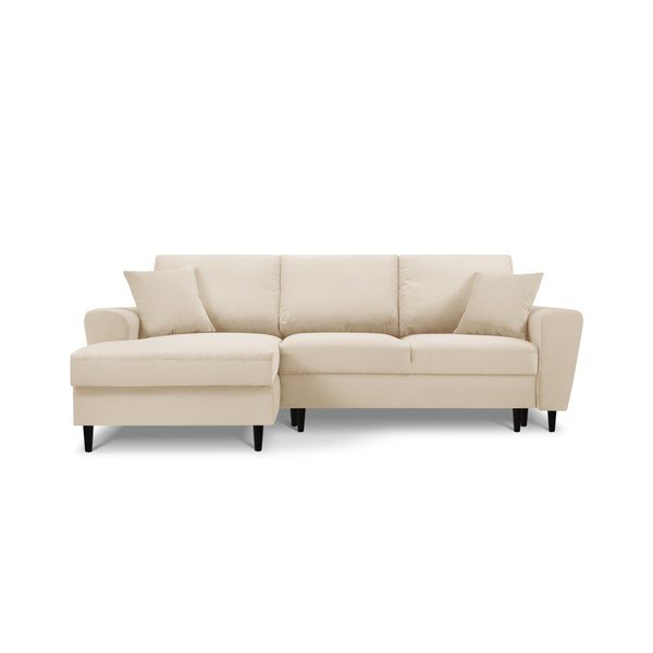 Bež sklopiva/s prostorom za odlaganje kutna garnitura od samta (s lijevim kutom/s ležaljkom) Kyoto – Cosmopolitan Design