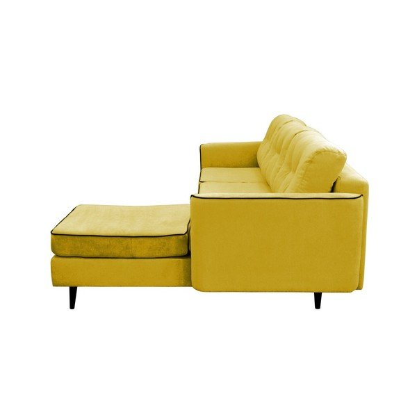 Žuti kauč na razvlačenje s crnim nogama Mazzini Sofas Dragonfly, desni kut-image-4