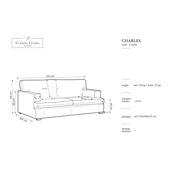 Plava sofa Windsor & Co Sofas Daphne, 170 cm-image-1