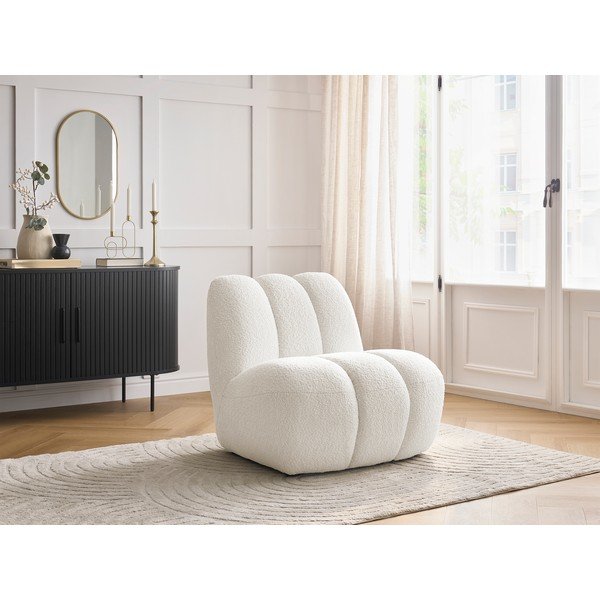 Bijela fotelja od bouclé tkanine Janissaire – Bobochic Paris-image-1