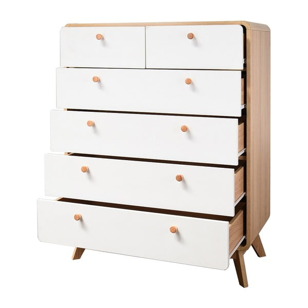 Bijela/u prirodnoj boji visoka komoda u dekoru hrasta 81x104 cm Caitlin – Støraa-image-4