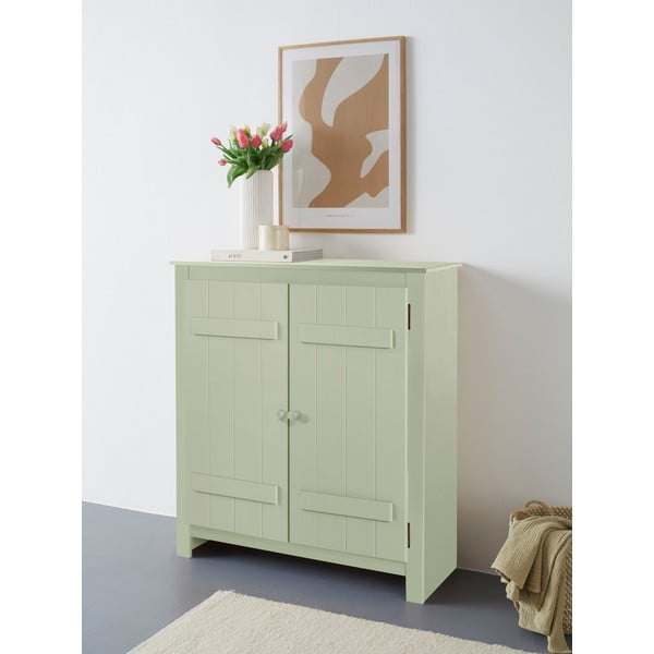 Svijetlo zeleni ormarić od masivnog bora 100x110 cm Bertram – Støraa-image-1