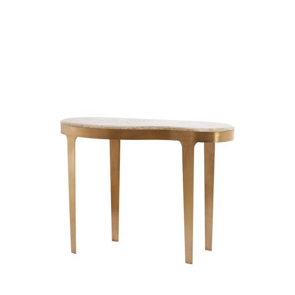 Pomoćni stol s mramornom pločom u brončanoj boji/smeđe-sivi 40x110 cm Giulio – Light & Living