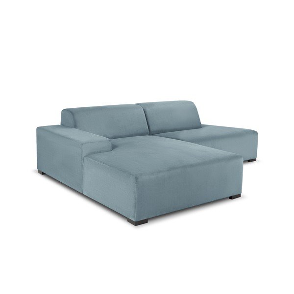 Svijetloplava baršunasta kutna sofa Cosmopolitan Design Hobart, lijevi kut-image-4