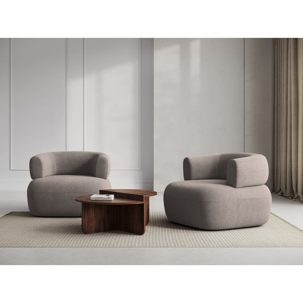 Bež fotelja od bouclé tkanine Jenny – Micadoni Home-image-1