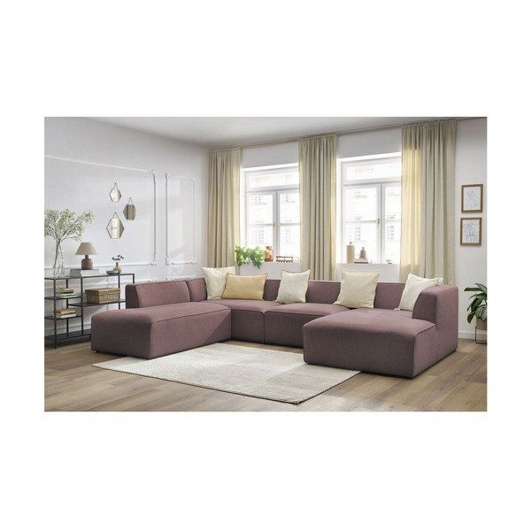 Ružičasta kutna garnitura (s lijevim kutom/u obliku slova "U") Megeve – Bobochic Paris-image-4
