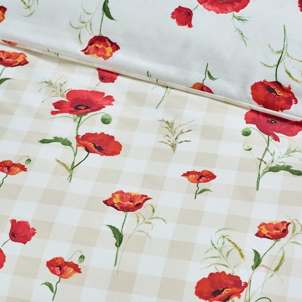 Crvena posteljina za krevet za jednu osobu 135x200 cm Poppy – Catherine Lansfield-image-3