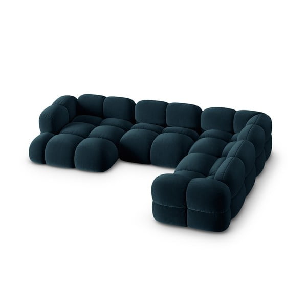 Tamno plava baršunasti kutna garnitura (s desnim kutom/u obliku slova "U") Loretto – Cosmopolitan Design