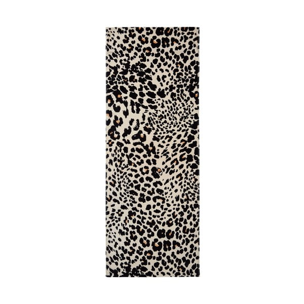 Crni/bež pamučan ručnik za plažu 78x200 cm Leopard – Catherine Lansfield