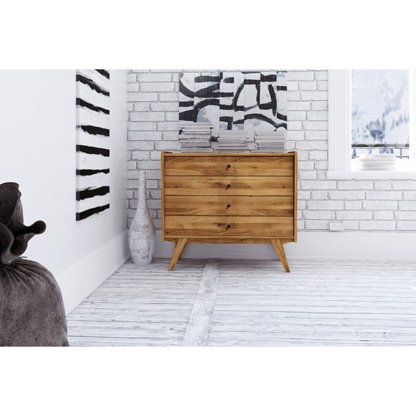 Niska hrastova komoda 100x90 cm Retro - The Beds-image-1