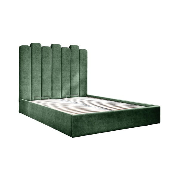 Zeleni tapecirani bračni krevet s prostorom za pohranu s podnicom 180x200 cm Dreamy Aurora - Miuform