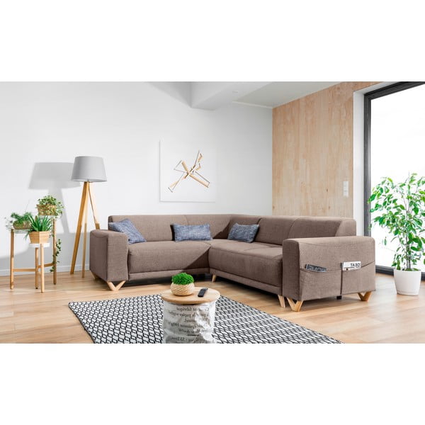 Smeđa sklopiva/s prostorom za odlaganje kutna garnitura (s lijevim kutom/u obliku slova L) Classy Sophie – Miuform-image-3