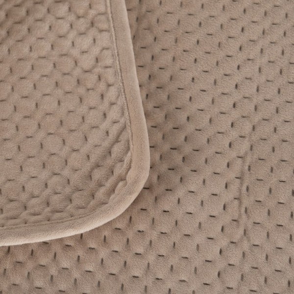 Bež prošiven prekrivač od samta 240x260 cm – Ixia-image-1