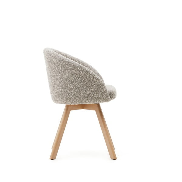 Siva podstavljena blagovaonska stolica s naslonima za ruke Marvin – Kave Home-image-3