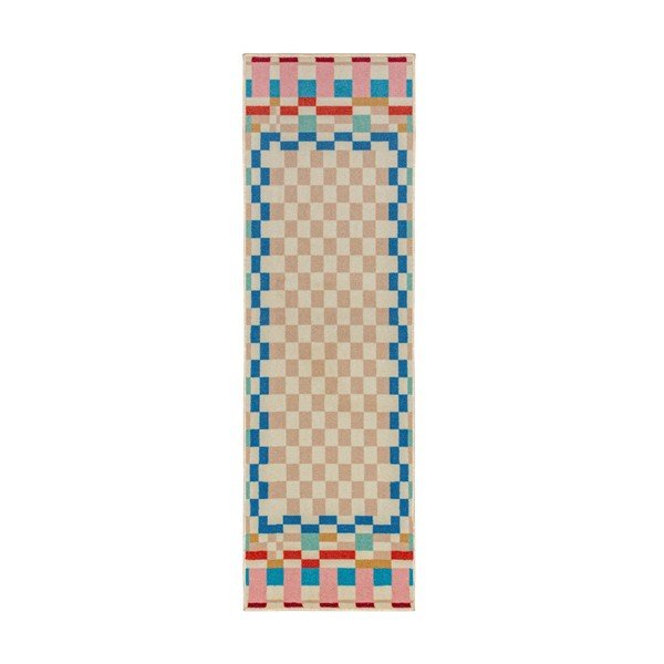 Staza od mješavine vune 80x300 cm Checkered Border – Flair Rugs