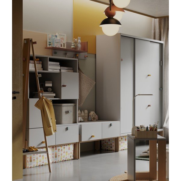 Svijetlo siva dječja vješalica od bukovog drveta Cube - Pinio-image-2