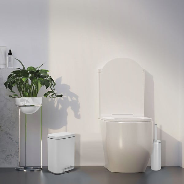 Mat bijela željezna kanta za smeće s pedalom 5 l   Akira – Spirella-image-4