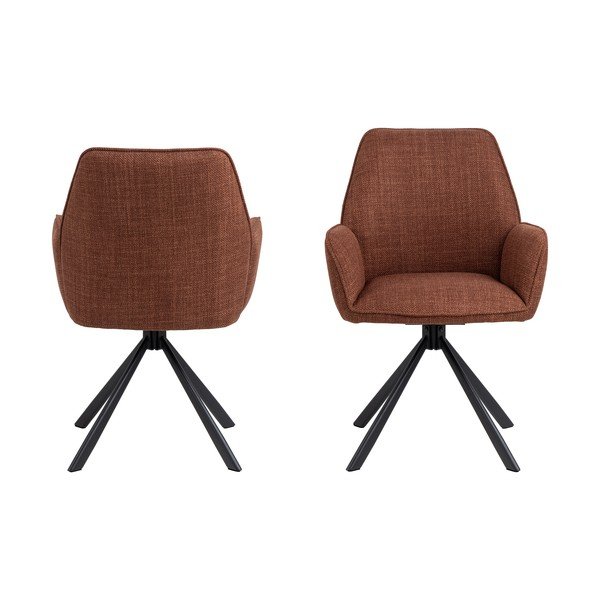 Ciglaste podstavljene blagovaonske stolice u setu s naslonima za ruke 2 kom Glenda – Actona-image-2