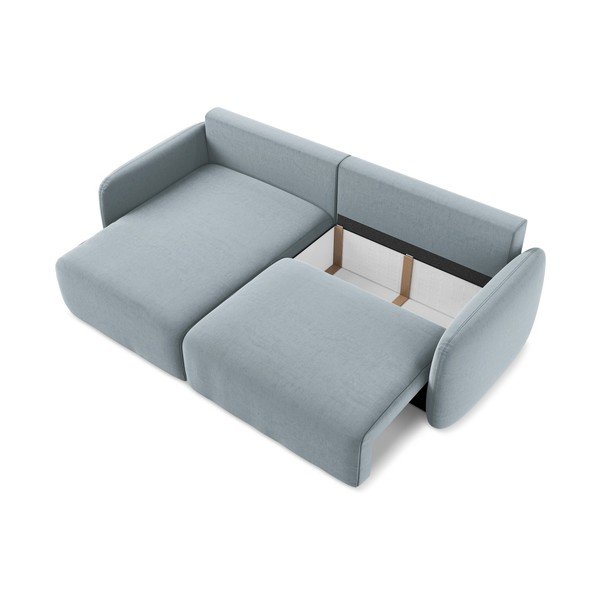 Plava baršunasti sklopiva/s prostorom za odlaganje kutna garnitura (s lijevim kutom/s ležaljkom) Kalena – Makamii-image-4