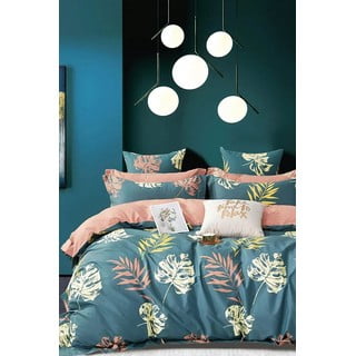 Petrolej zelena posteljina za bračni krevet/za produženi krevet s uključenom plahtom/4-dijelna 200x220 cm Leaf – Mila Home