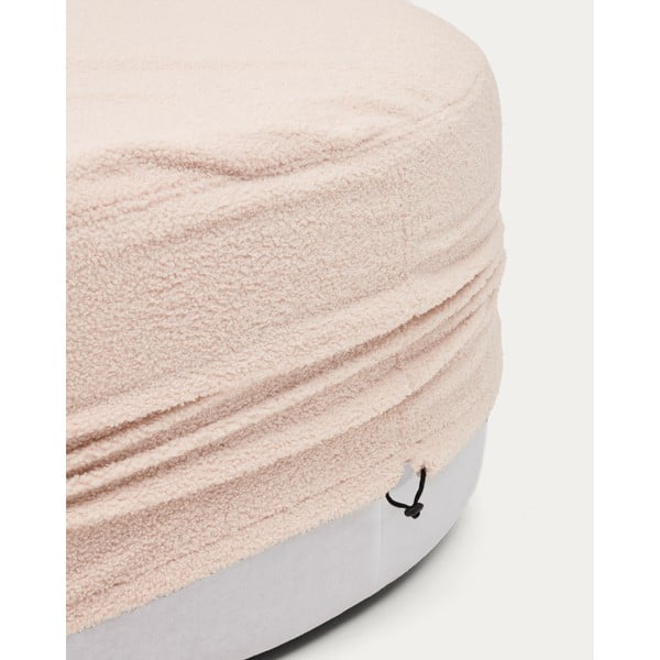 Svijetlo ružičasti tabure od bouclé tkanine Kaeli – Kave Home-image-2