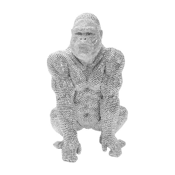 Dekorativna skulptura u srebrnoj boji Kare Design Gorilla, visina 46 cm