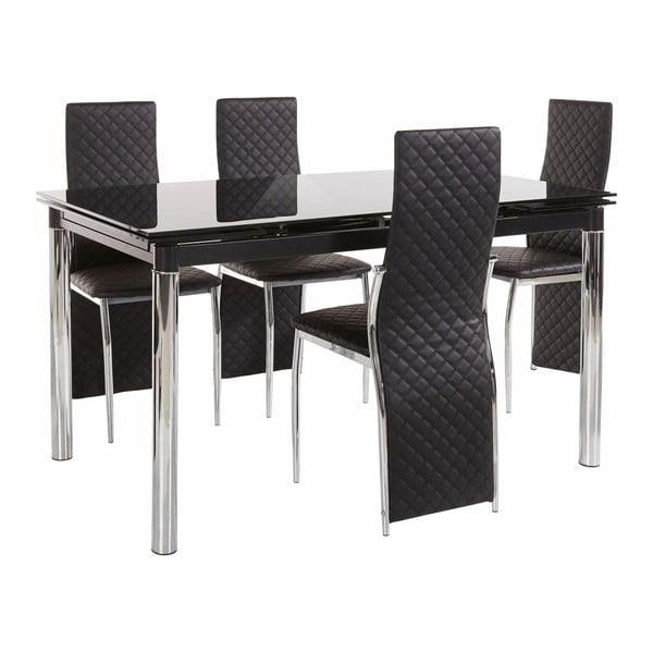 Set blagovaonskog stola i 4 crne blagovaonske stolice Støraa Pippa William Black