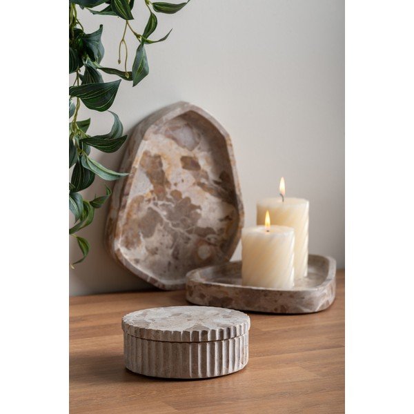 Svjetlo smeđa dekorativna kamena kutija za pohranu ø 15x6 cm Marble – PT LIVING-image-1
