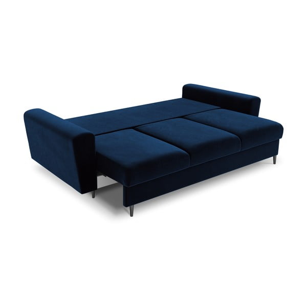 Plava baršunasti sklopiva/s prostorom za odlaganje sofa 235 cm Kyoto – Cosmopolitan Design-image-2