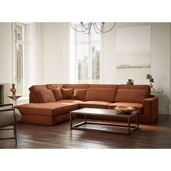 Kutna garnitura od šenila u bakrenoj boji (s lijevim kutom/u obliku slova L) Kirou – Maison de Rêve-image-1