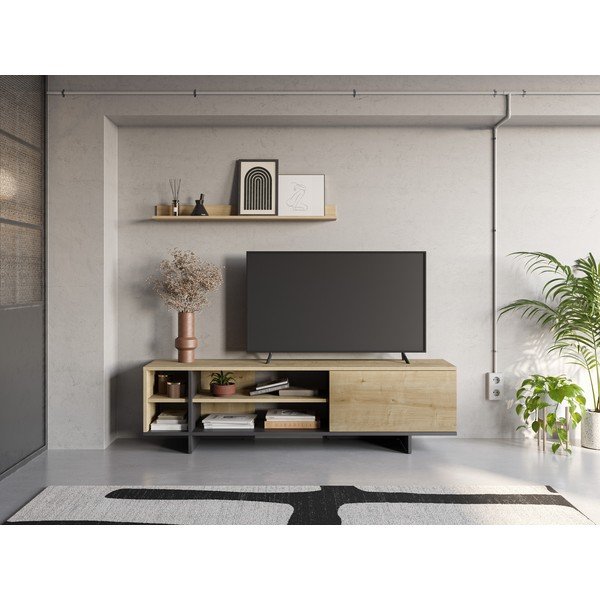 TV komoda u dekoru hrasta u prirodnoj boji 160x44 cm Cequoia – Marckeric-image-1