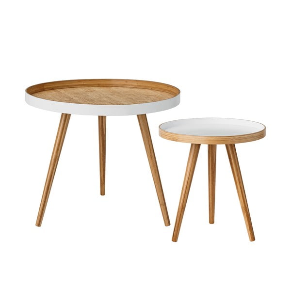 Od bambusa okrugli pomoćni stolići u setu 2 kom ø 60 cm Cappuccino – Bloomingville