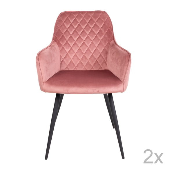 Set od 2 ružičaste baršunaste blagovaonske stolice House Nordic Harbo
