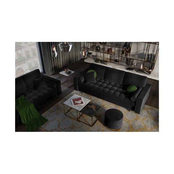 Crni baršunasti kauč na razvlačenje Milo Casa Santo-image-1