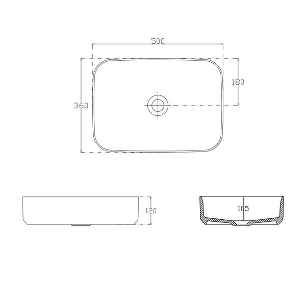 Bijeli keramički umivaonik Sapho Infinity Rectangle , 50 x 36 cm-image-3